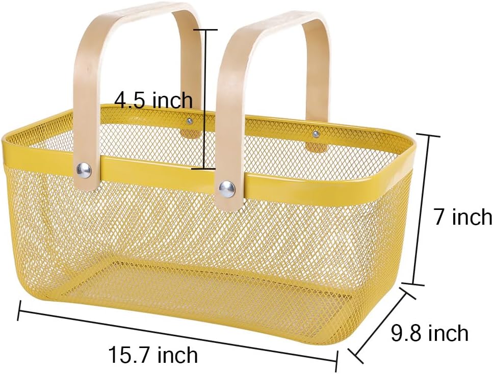 Cesta malla plegable con mango bambú cocina jardín pícnic