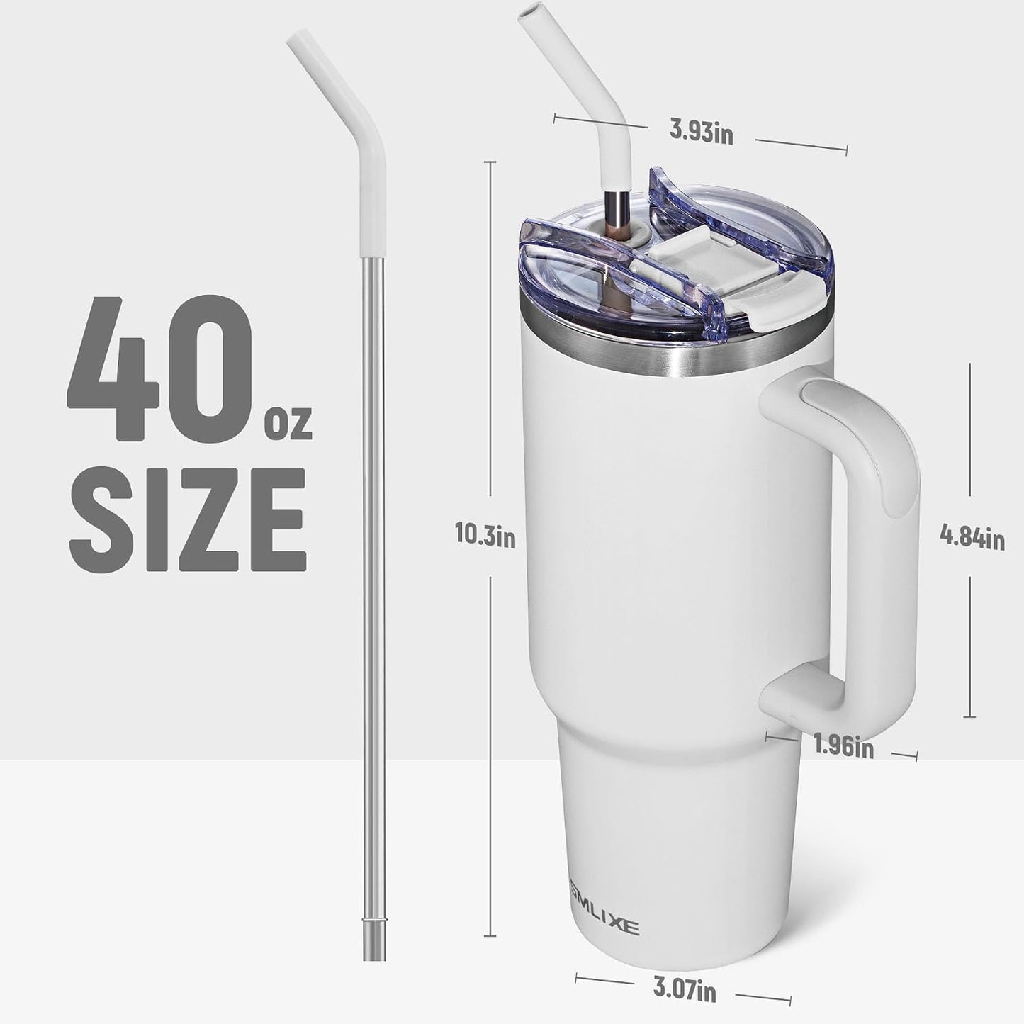 Vaso acero inox 40oz doble pared sellado vacío blanco