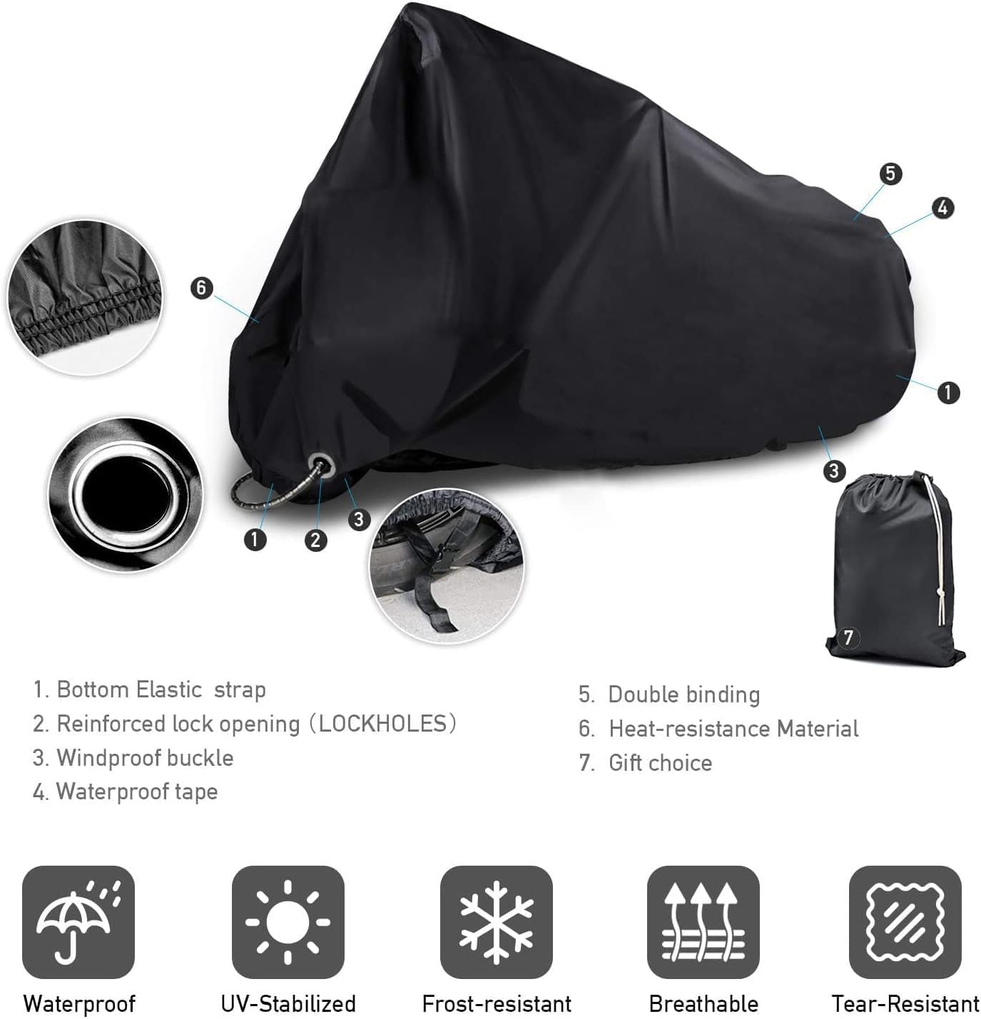 Funda motocicleta XXL negro impermeable Harley