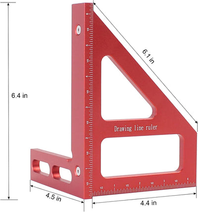 Regla medición multiángulo 6pulg aluminio 45/90 grados
