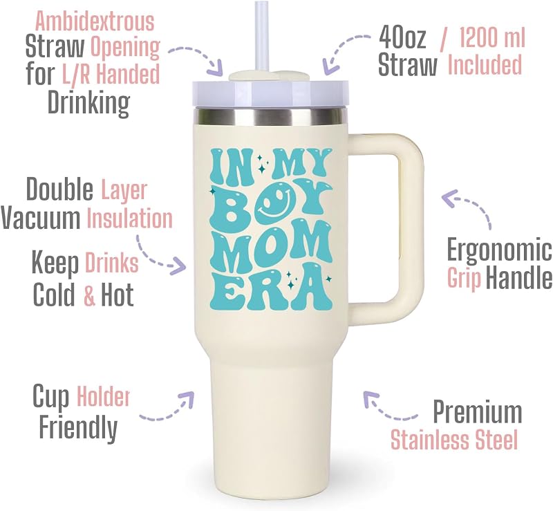 Vaso con asa 40oz regalo para mamá de niño