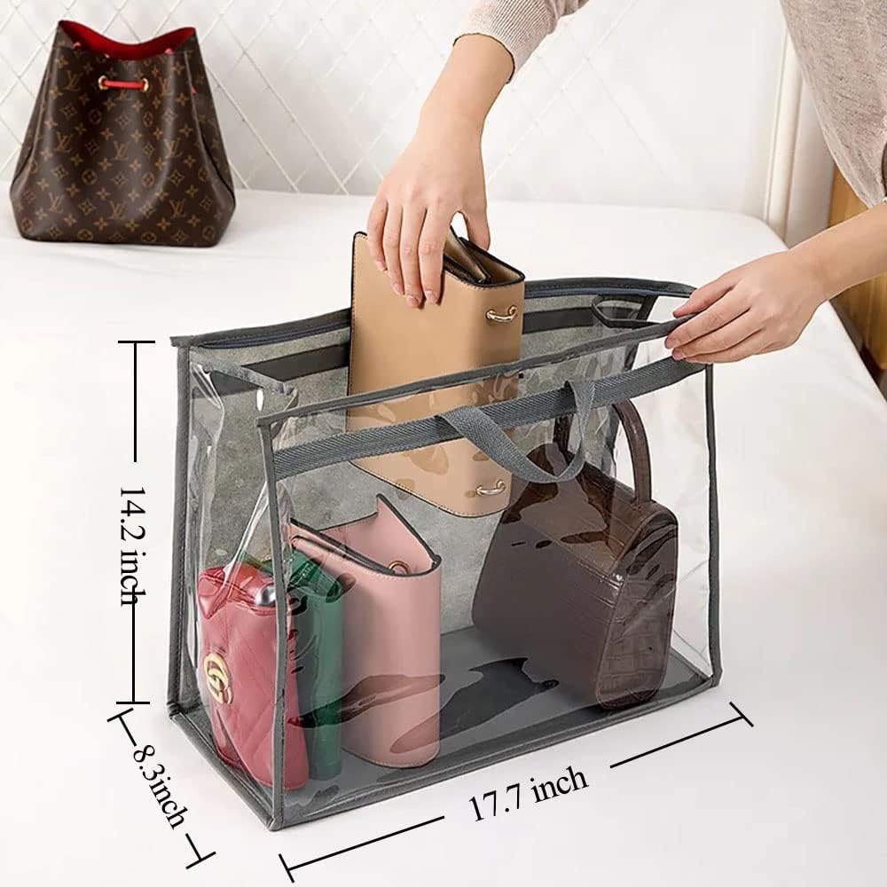 6 bolsas colgantes transparentes con cremallera XL gris