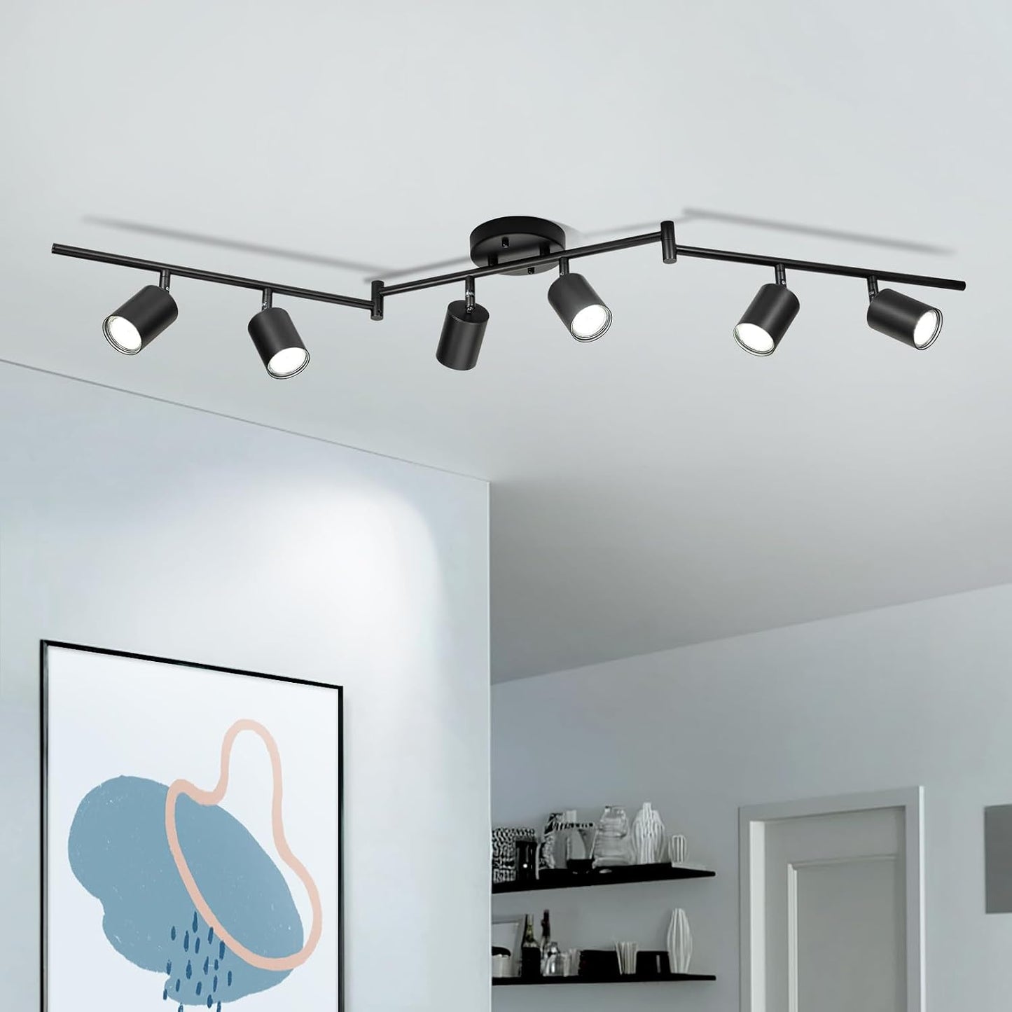 Iluminación pista 6 vías luz negra cocina sala