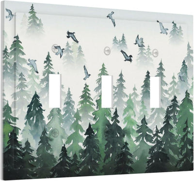 Placa pared interruptor luz diseño árbol bosque decorativa