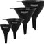 Set 4 embudos plástico sin BPA cocina laboratorio negro