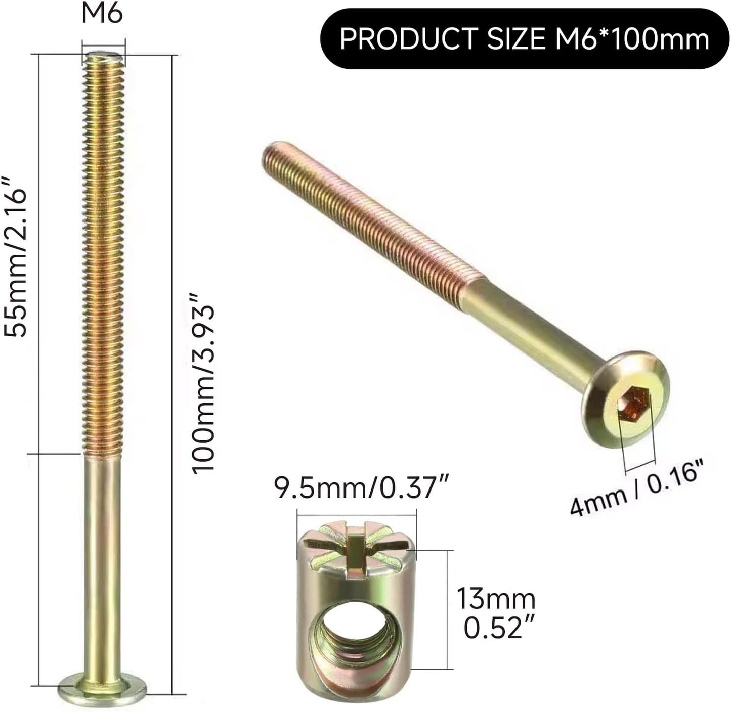 Pernos litera M6 x 3.937pulg pack 10 pzas repuesto