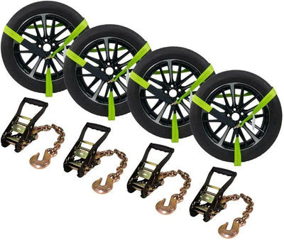 4 Correas Amarre Auto 2" x8ft para Remolque Lazo Verde