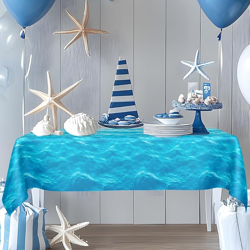 Mantel mar azul plástico 4 pzas 54x108pulg para playa piscina