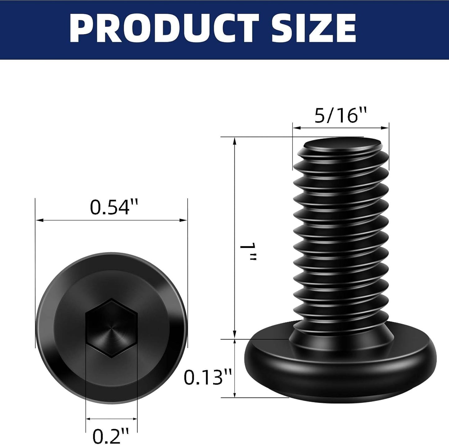 Tornillos cabeza plana 5/16-18x1 pulg acero inox 18-8 negro 10uds