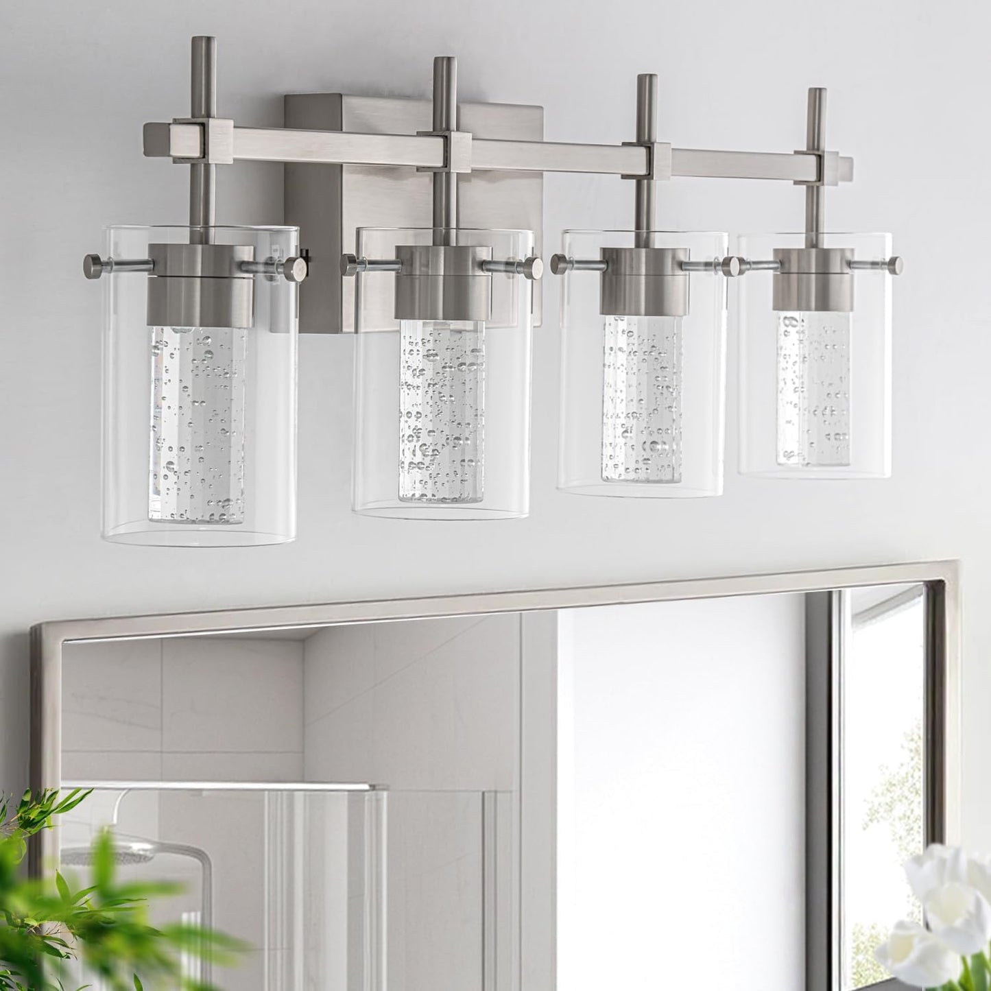 Lámpara tocador níquel cepillado 4 luces 3 modos LED