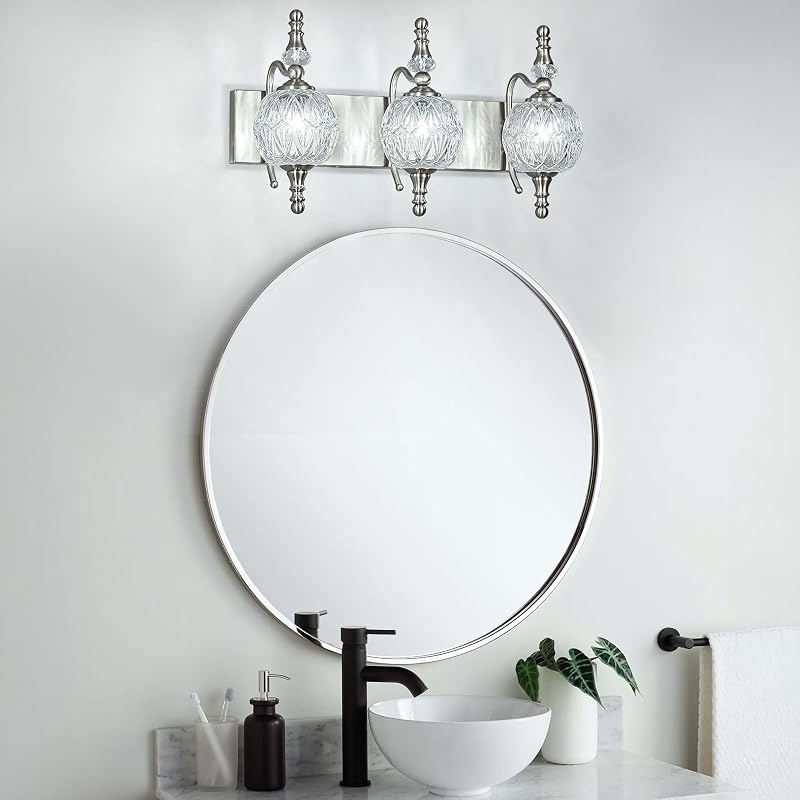 Luces tocad. baño cristal níquel cepillado 20" 3 luces