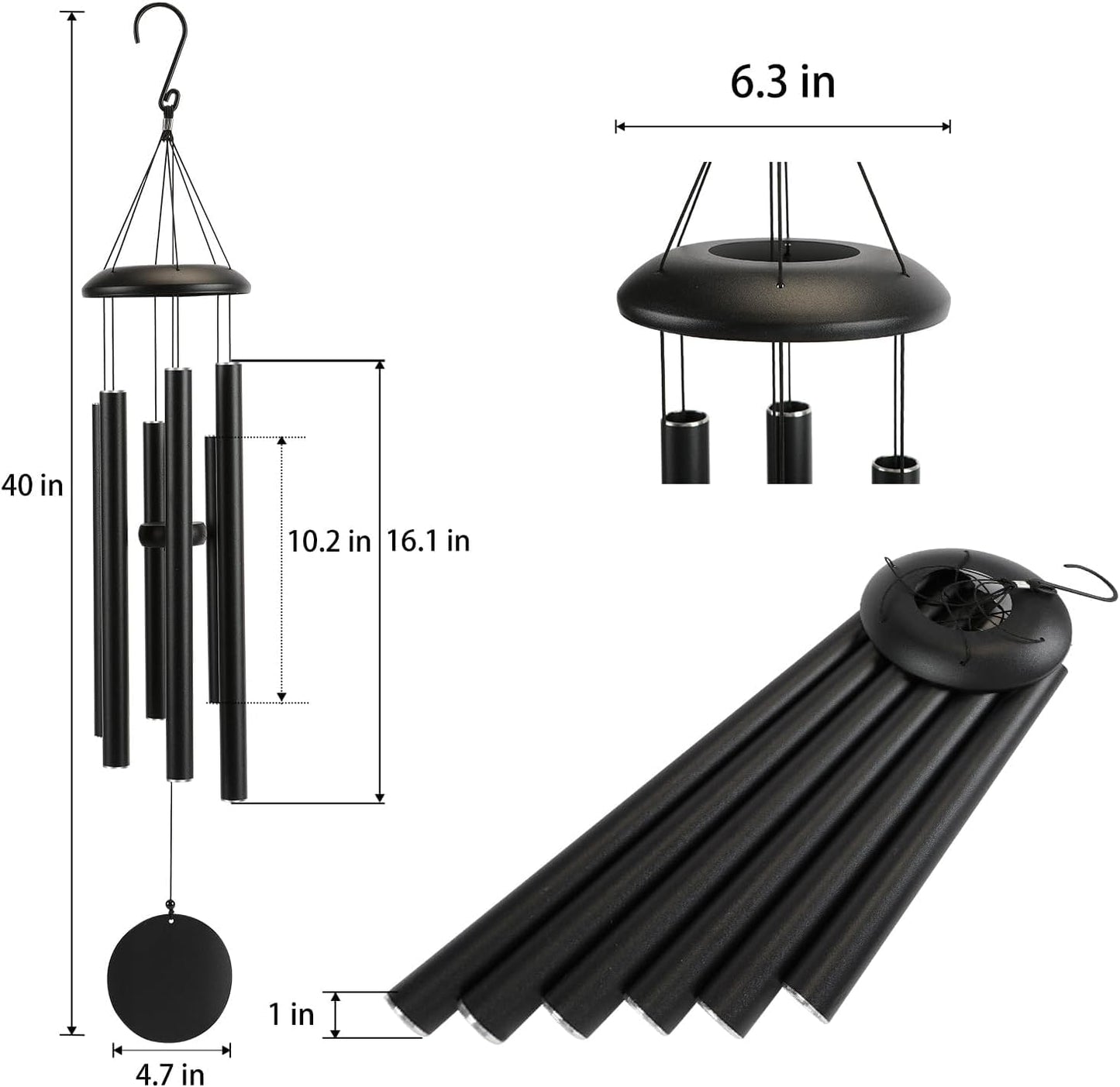 Campanillas viento 40" tono profundo regalo mamá