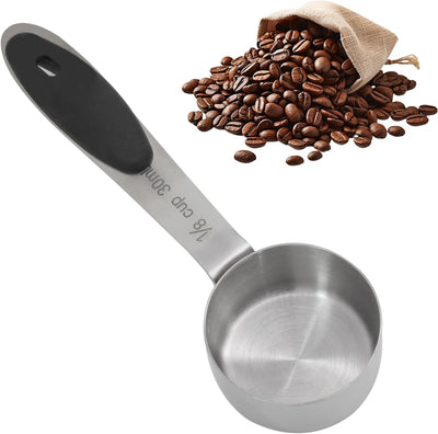 Taza medidora acero inox 1/8 taza con cucharas 2 cucharadas