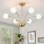 Candelabro dorado 6 luces 29.7" lámpara cristal comedor