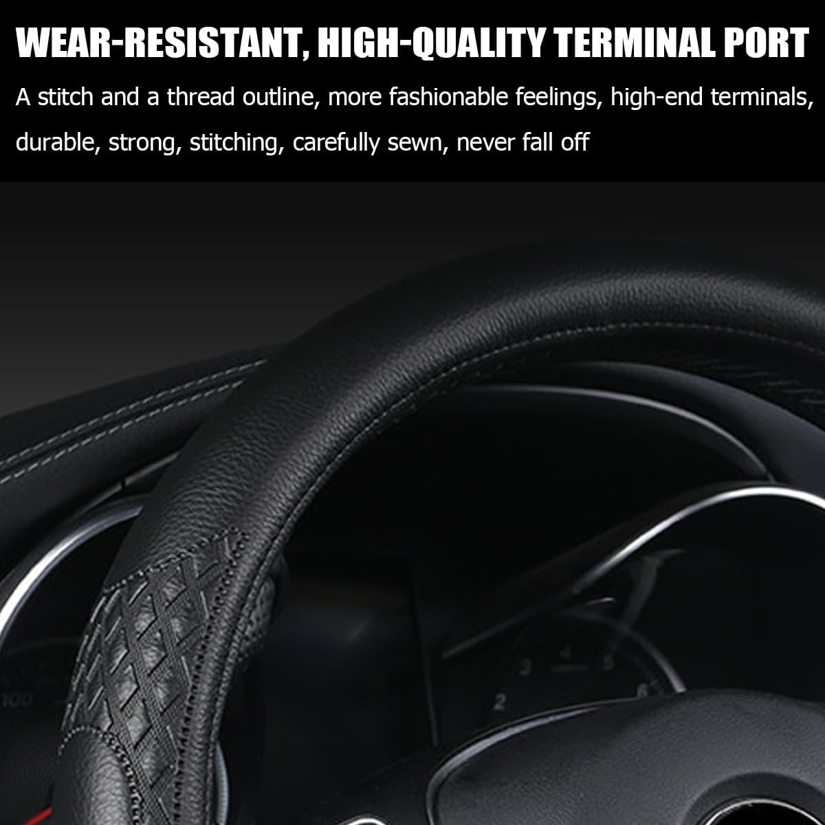 Funda volante 14.5-15" antiderrap piel suave negro