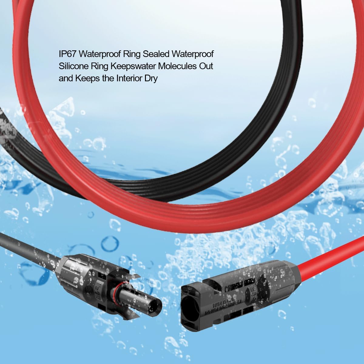 Cable extensión solar 12 AWG 3 pies negro rojo con conectores