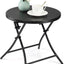 Mesa auxiliar redonda plegable metal negro patio