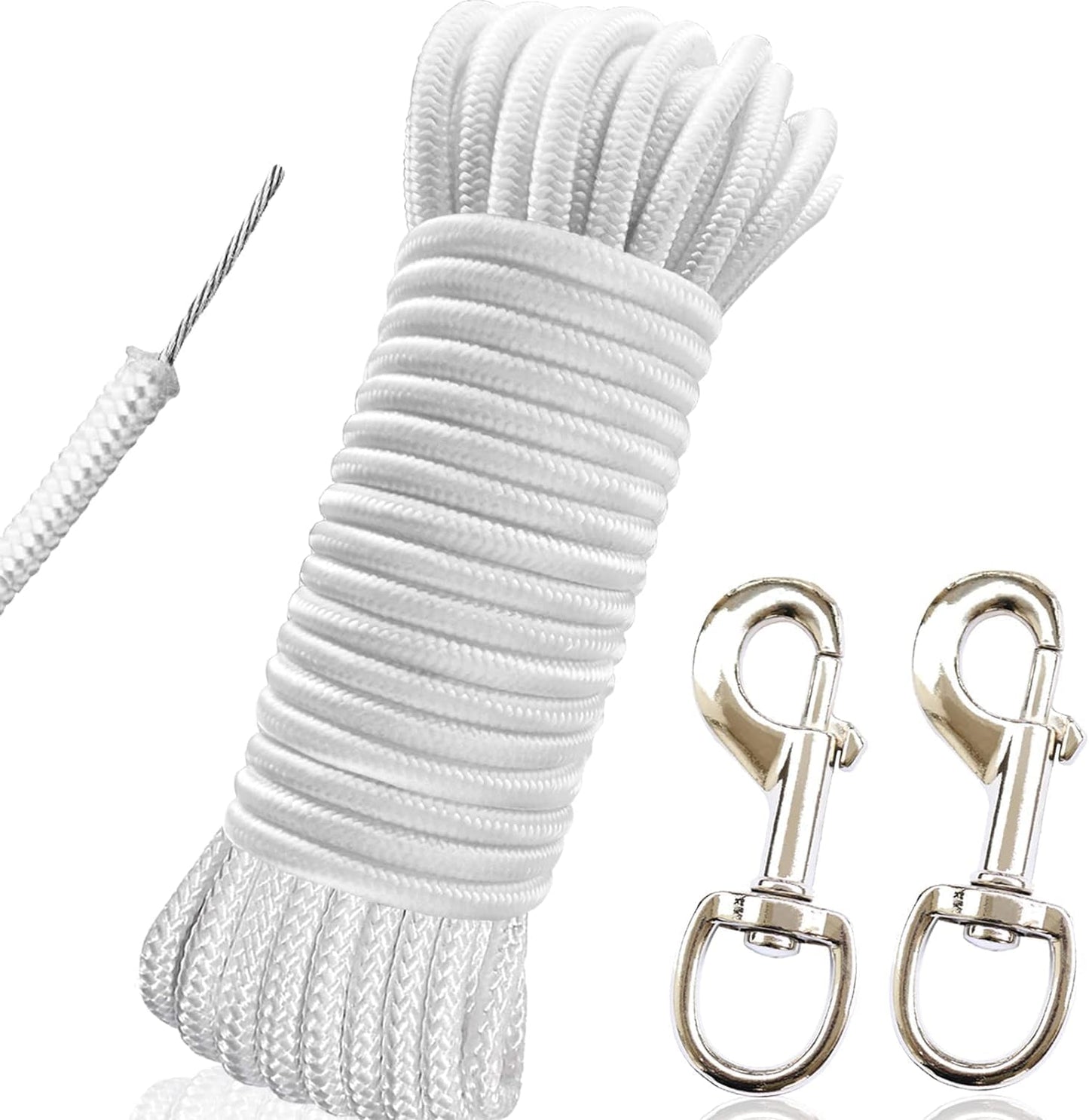 Kit cuerda bandera acero trenzado 50" con ganchos