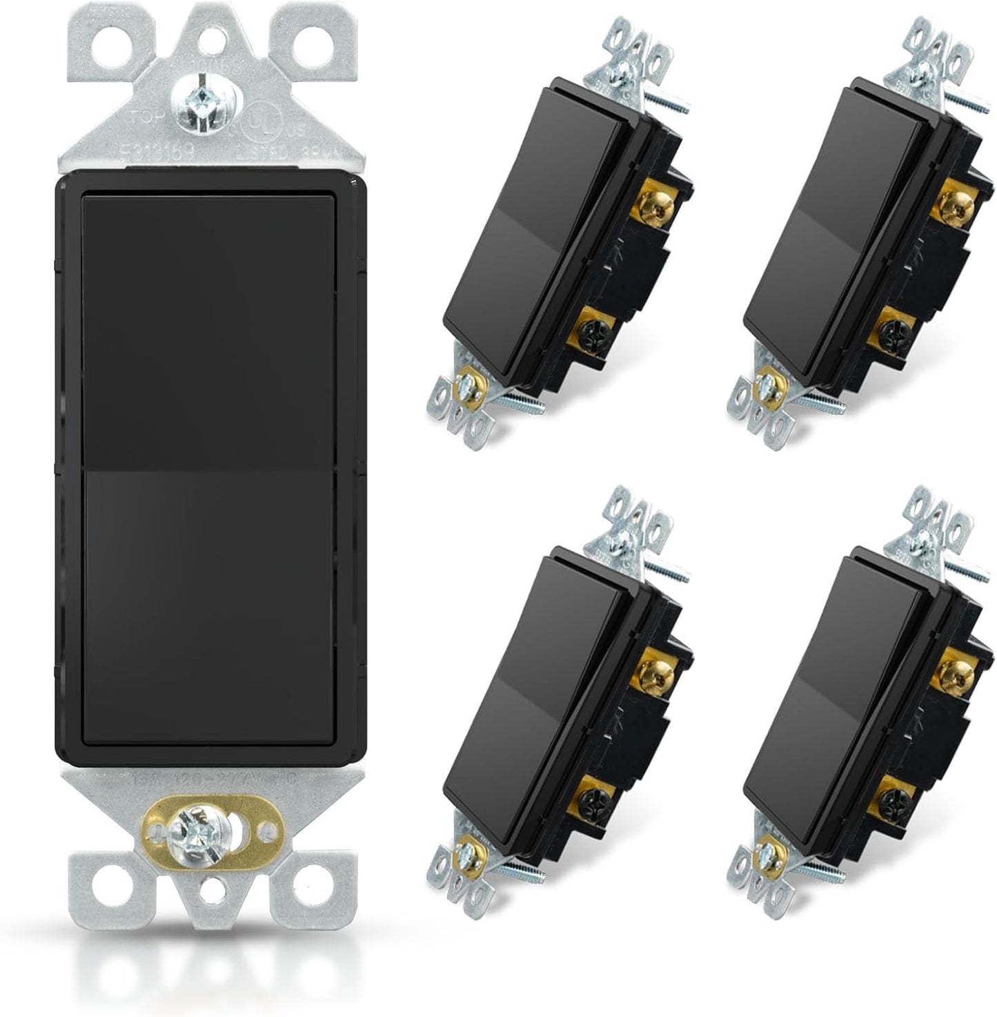Interruptor luz 3 vías 15A 120-277V reemplazo pared negro