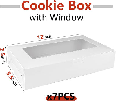 7 Cajas Galletas Blancas 12x5.5pulg Ventana para Bodas y Eventos