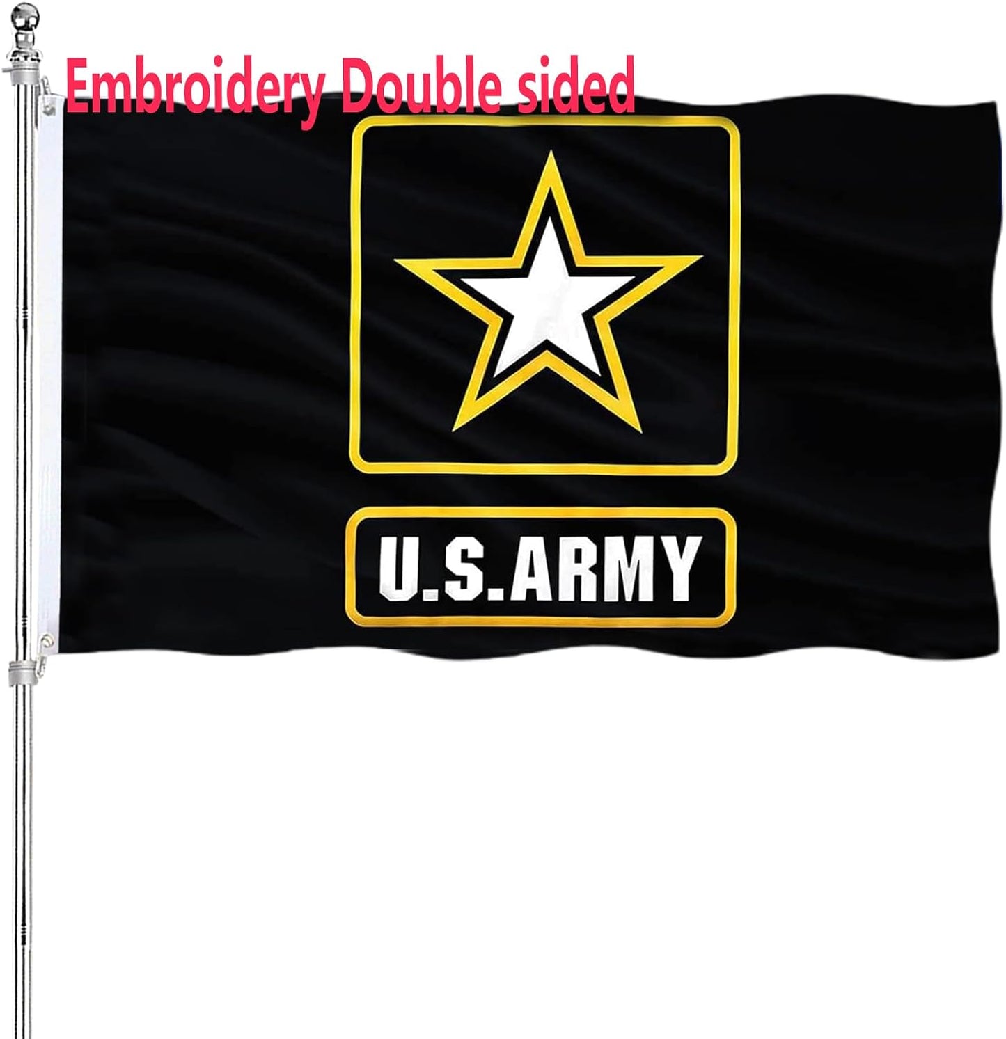 Bandera militar EE.UU. 3x5 doble cara poliéster 340D negro