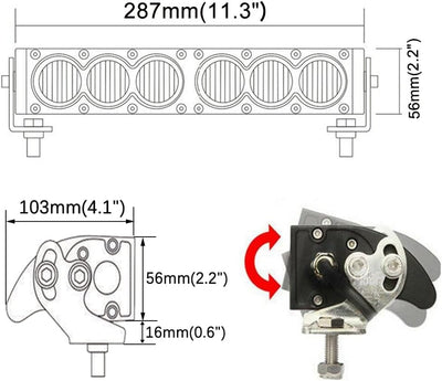 Barra Led automóvil haz ámbar 30cm 60W