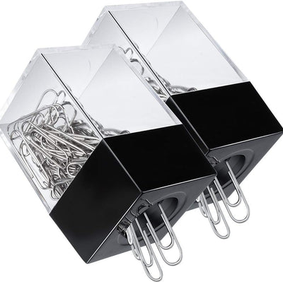 2 Cajas Dispensadoras Clips Magnéticos 100 Pzas Negro