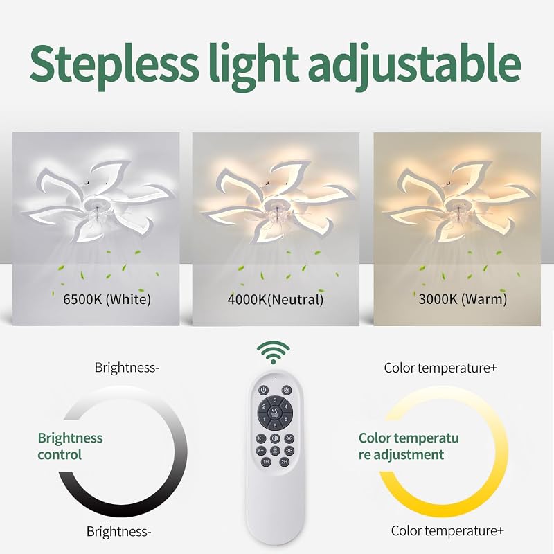 Ventilador techo candelabro luz 32" blanco