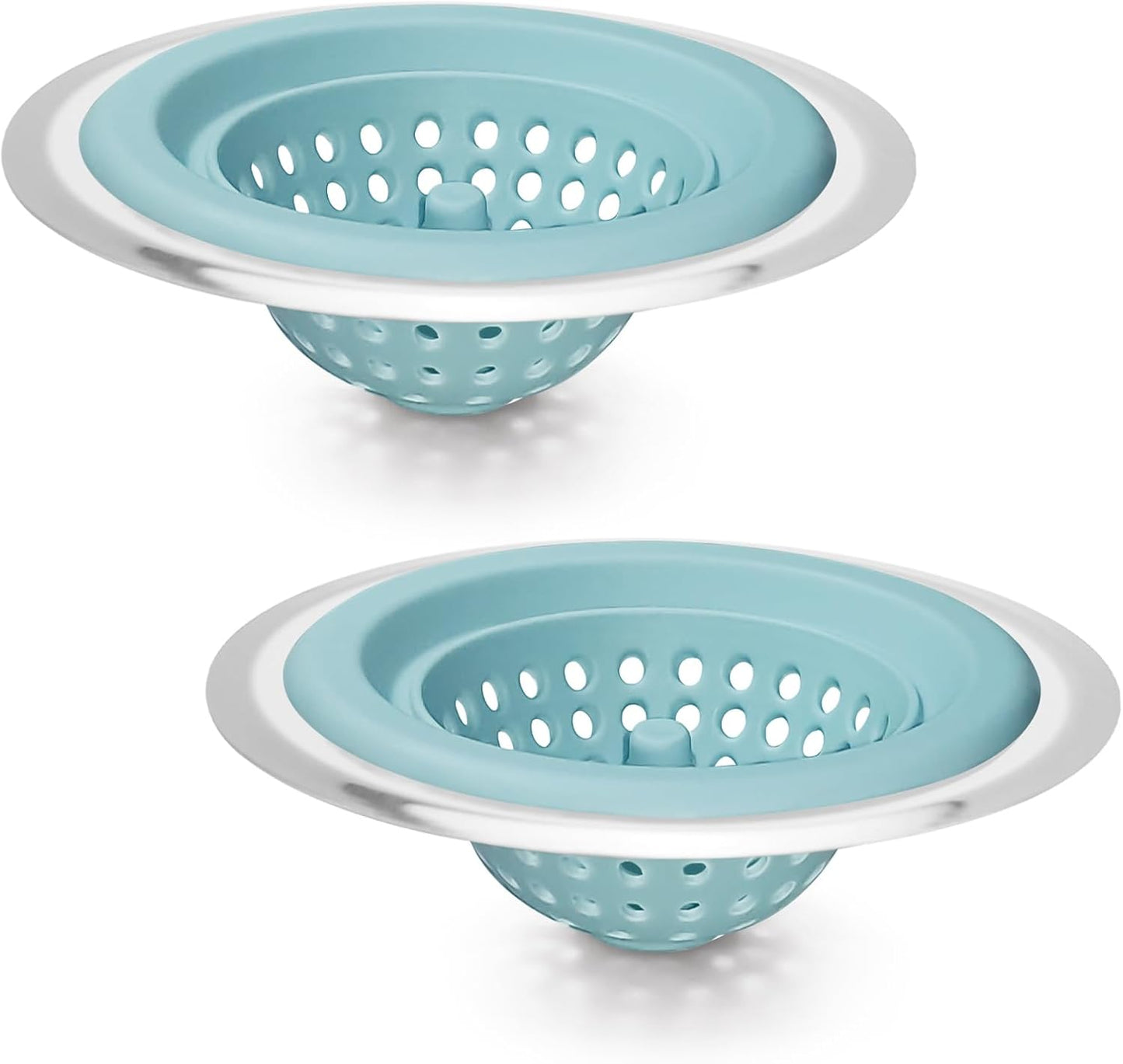 2 Coladores Silicona Inox 4.5pulg Azul Bebé