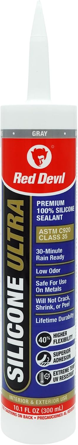 Sellador silicona RTV 10.1oz gris tubo 100% resistente agua