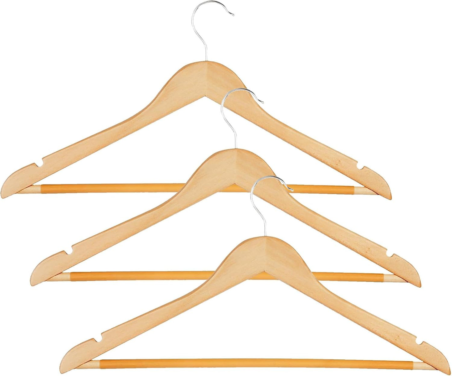 Perchas madera arce antiderrap para camisas set 72
