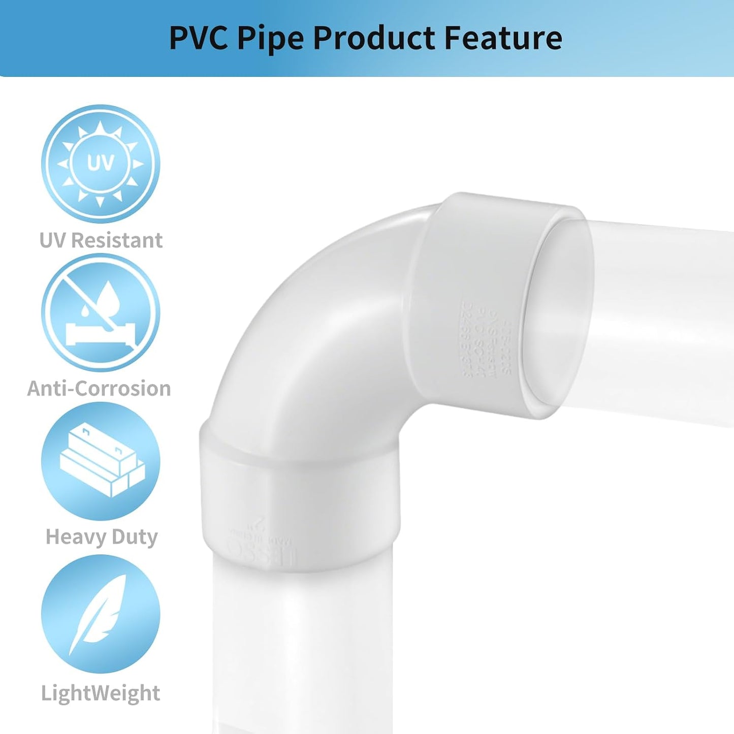 Codo PVC 2 1/2 pulg 90° Sch40 alta capacidad