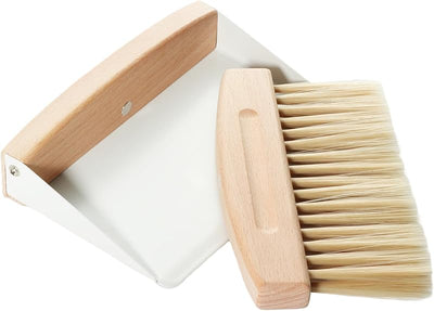Juego recogedor y cepillo madera mango portátil