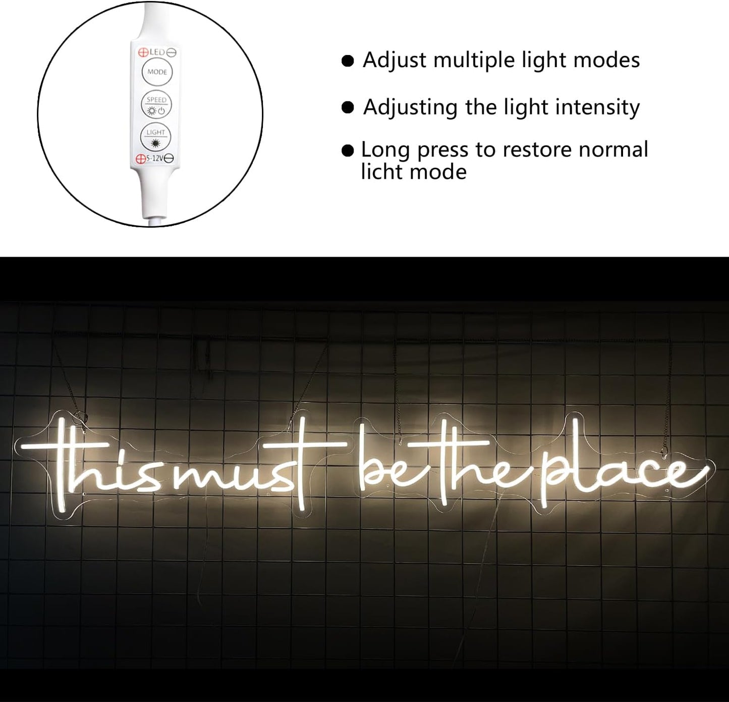 Letrero neón This Must Be The Place luz LED dormitorio