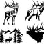 Pack 4 Siluetas Alce Negro 3.5pulg