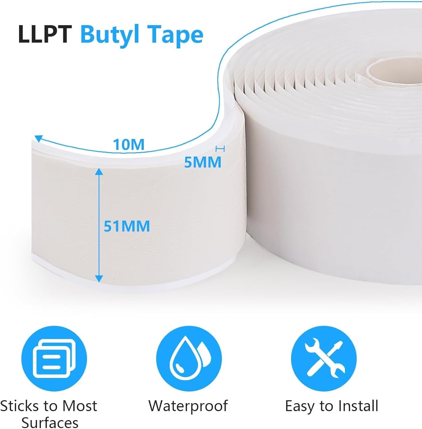 Cinta butilo 2" x33pies 5mm sellado agua RV techo