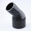Acoplador reductor codo 45 grados manguera silicona negro