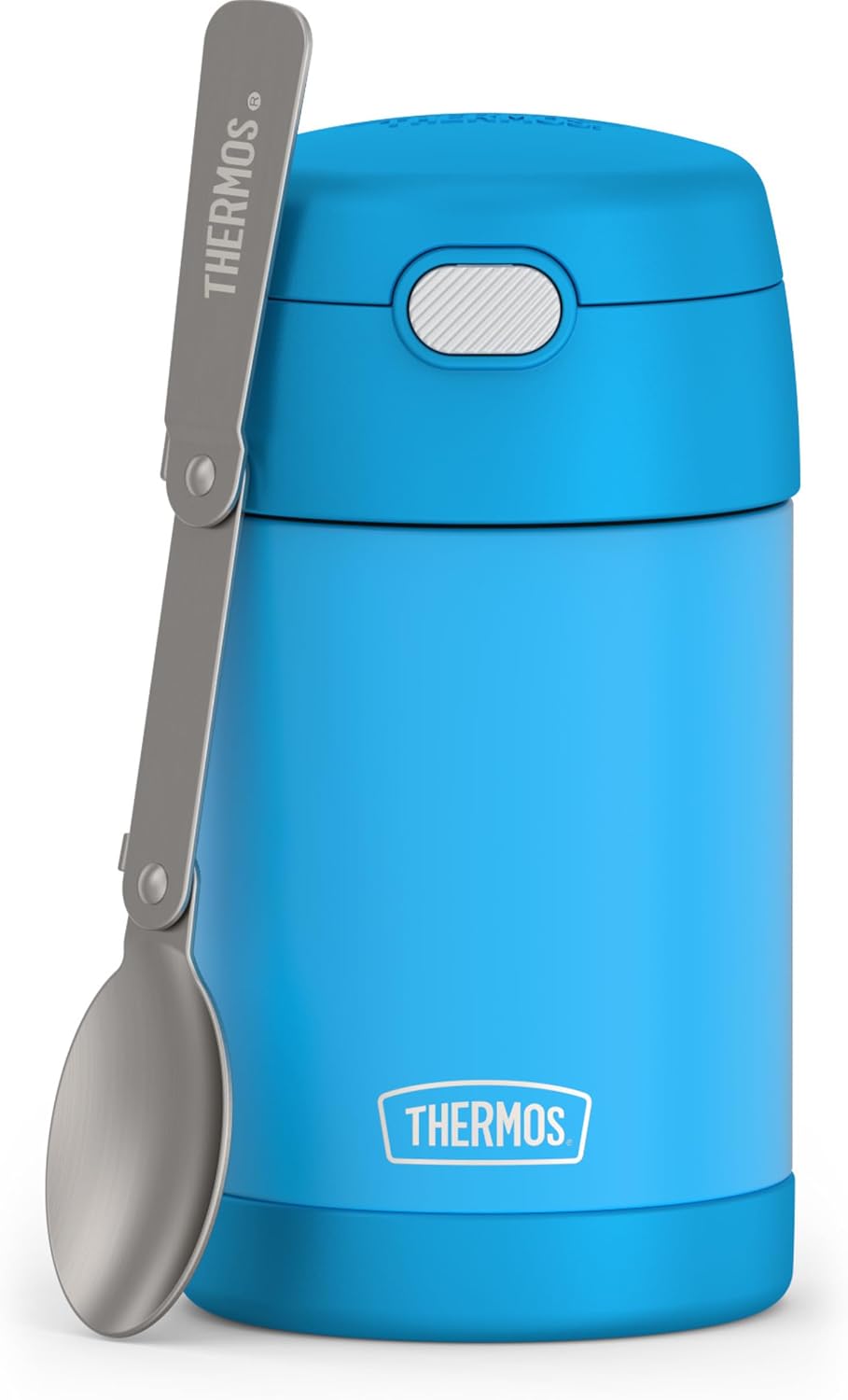 Tarro alimento acero inox 16oz con cuchara plegable azul