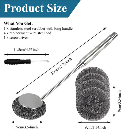 Set 6 cepillos acero inox para hierro fundido