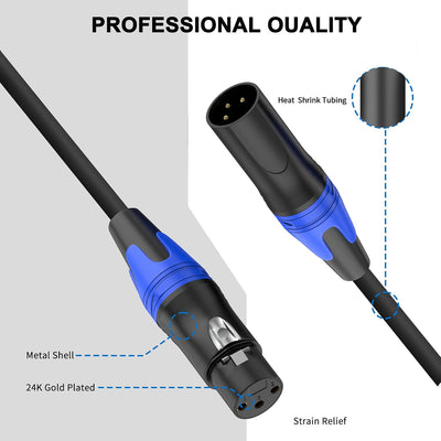 2 Cables XLR Macho a Hembra 25ft Profesional Micrófono