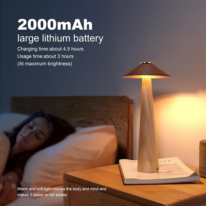 Lámpara mesa LED inalámbrica 3 brillos tactil