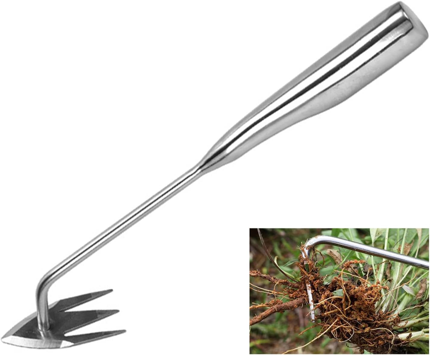 Desmalezador acero inox mango largo forma V jardín