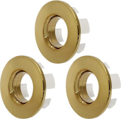 3 Pzas Cubiertas Desbordamiento Lavabo Anillo Latón Macizo Dorado