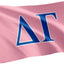 Bandera Delta Gamma letras griegas rosadas y azules 3x5ft