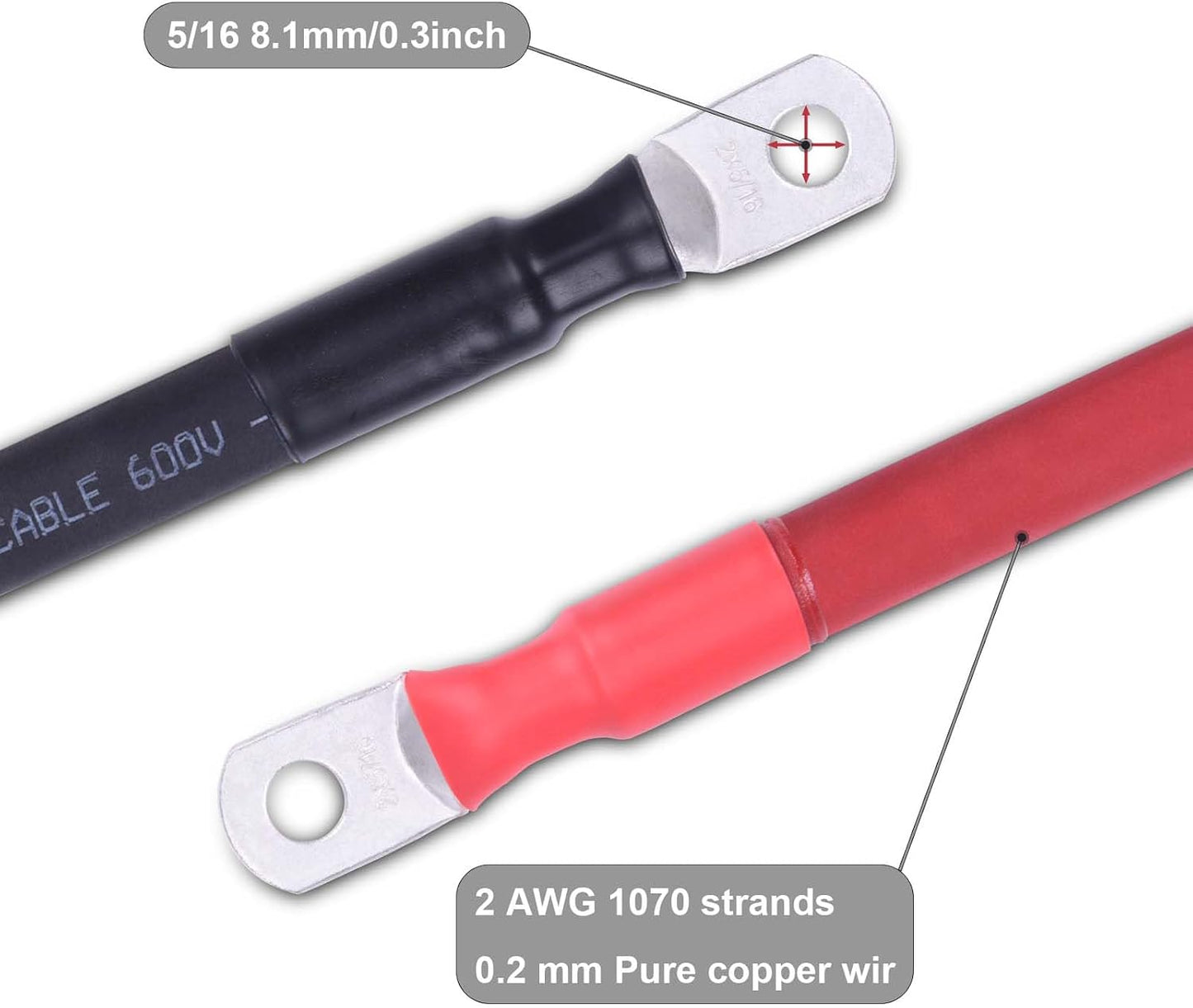 Cable batería flexible 2 AWG cobre OFC inversor