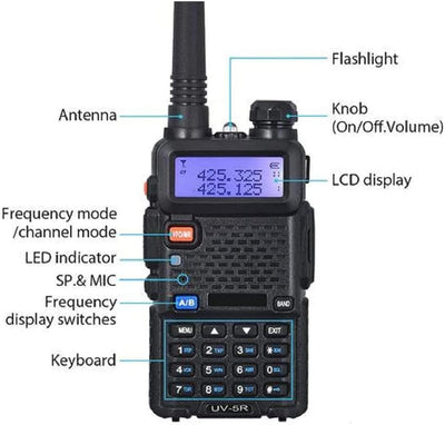 Radio UV5R 8W bidireccional 4 Pzas para caminata camping