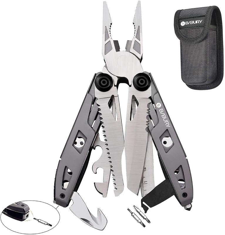 Pinzas 18en1 con mango titanio y cuchillo acero inox