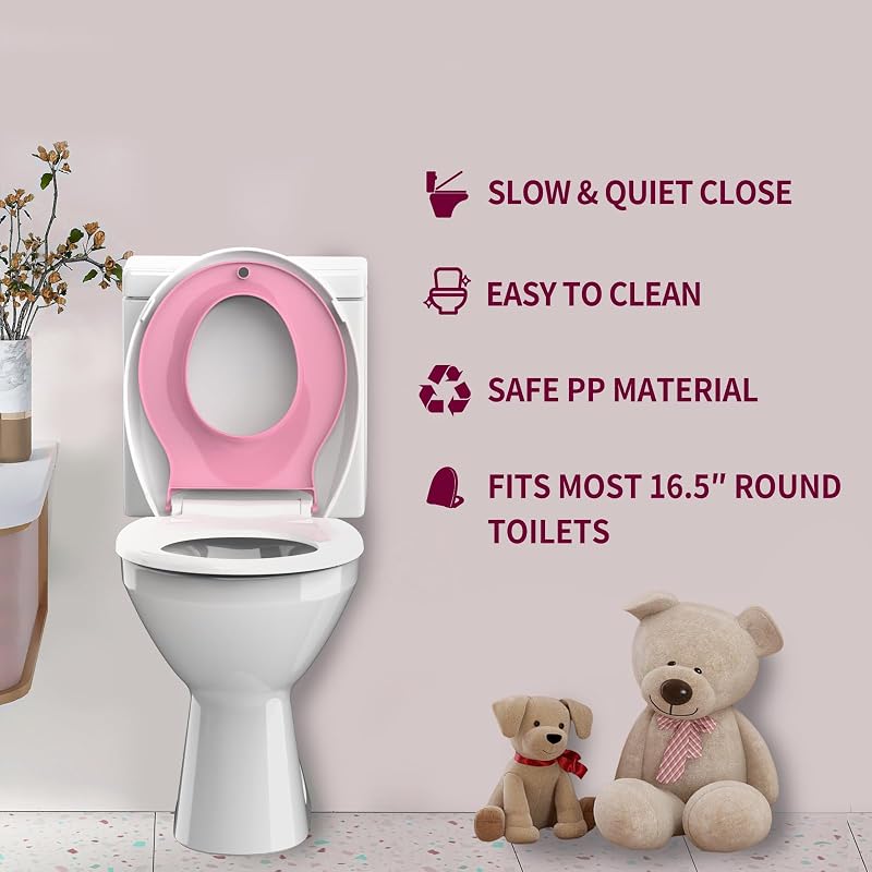 Asiento inodoro 2en1 para adultos y niños 16.5" rosa
