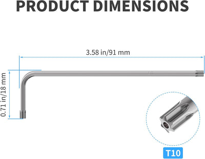 4 Pzas llave estrella T10 antirrobo acero cromo-vanadio