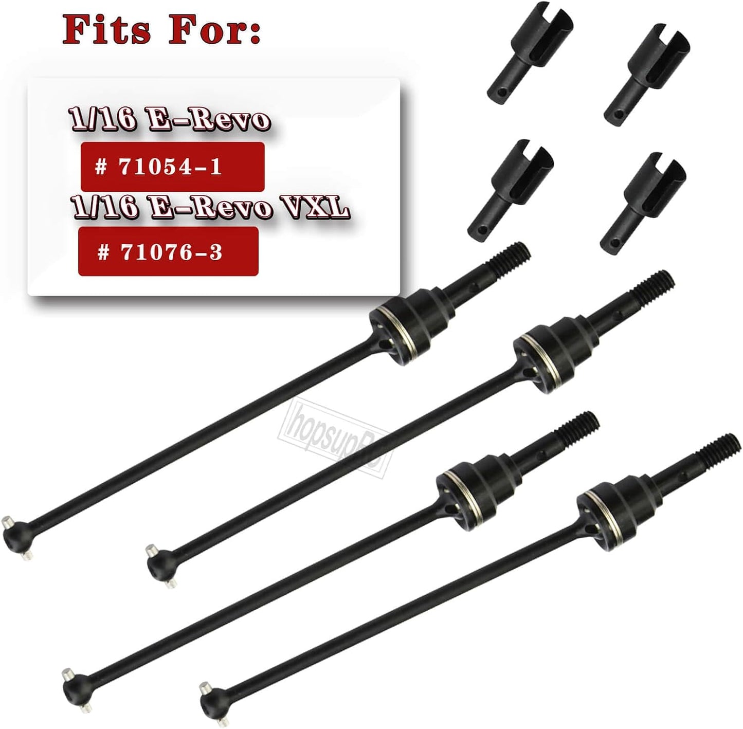 Eje transmisión acero inox para e-revo 1/16 4 pzas negro